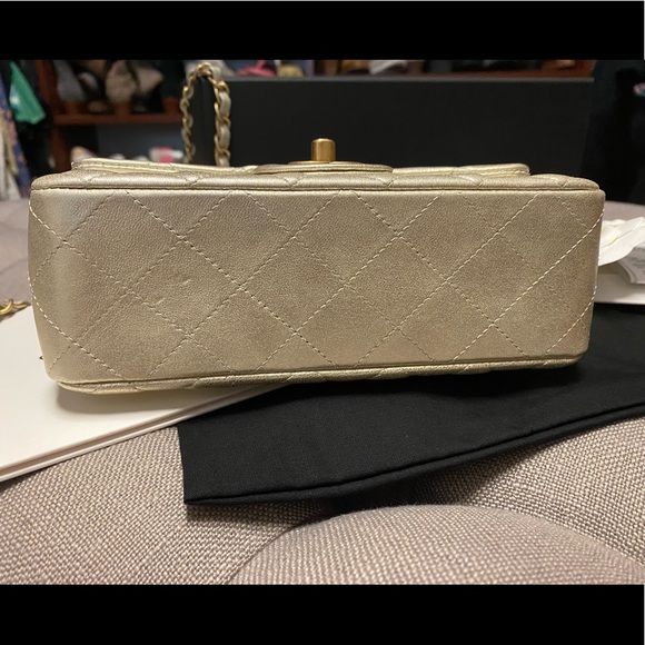 Chanel Gold Rectangle Mini Flap Gold hardware Metallic - Picture 7 of 7